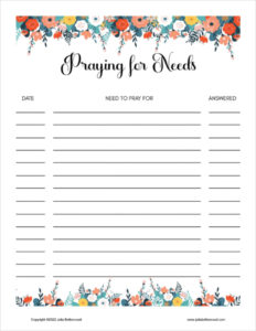 Printable Prayer List Forms – Julia Bettencourt Blog